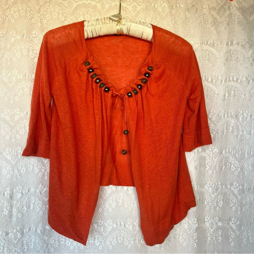 Christopher Fisher knitted Linen 100% top size M with beads